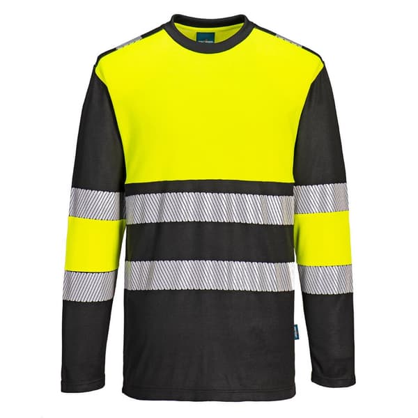 PW3 Hi-Vis Langærmet Skjorte - Klasse 1 - Gul/Sort XL
