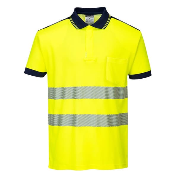 PW3 Hi-Vis Poloshirt - Gul/Marineblå S