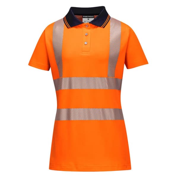 Dame Hi-Vis Poloshirt - Orange/Sort XL