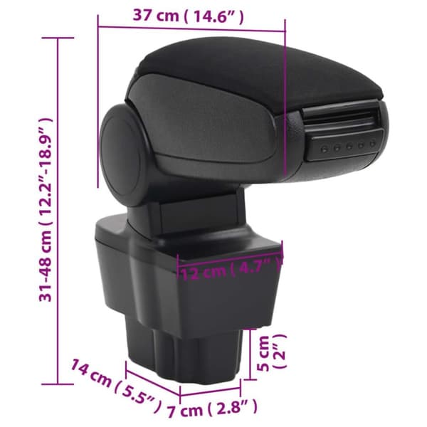vidaXL Bilarmlener svart 12x37x(31-48) cm ABS