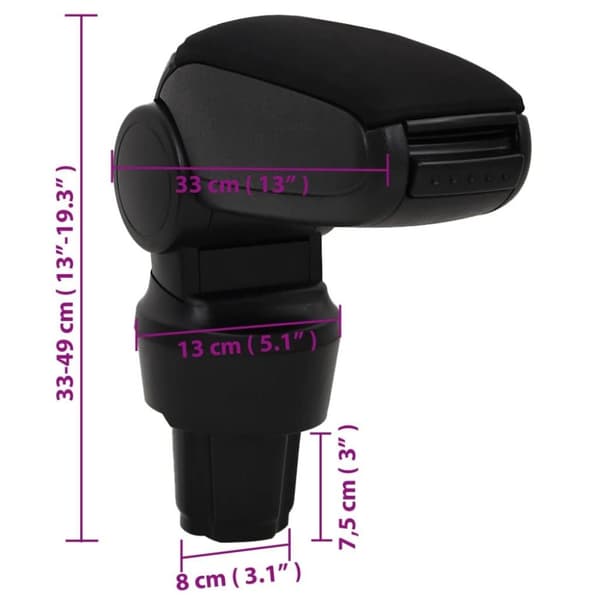 vidaXL Auton käsinoja musta 13x33x(33-49) cm ABS