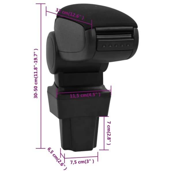 vidaXL Auton käsinoja musta 11,5x32x(30-50) cm ABS