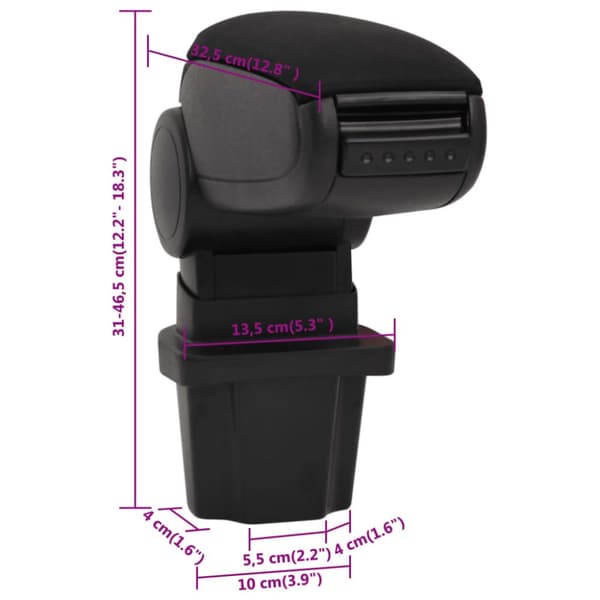 Armstöd till bil svart 13,5x32,5x(31-46,5) cm ABS