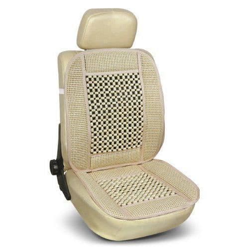 Bottari 12302 - AUTO/MOTO - HUVUDKUDDE - California Universellt Sittskydd med Träkulor, 100% Naturligt och Andningsbart, Elfenben