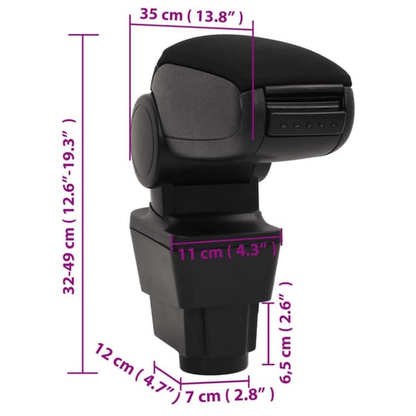 Armstöd till bil svart 11x35x(32,5-49) cm ABS