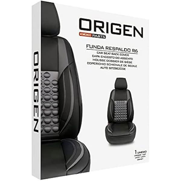 Ergonomisk framsätesöverdrag - ORIGEN - Modell R6 - Svart och grå - 6 cm skum - Airbag kompatibel
