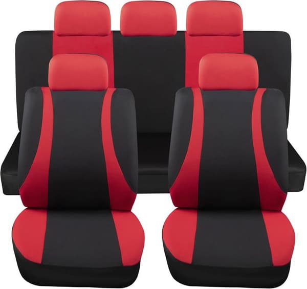 Lupex Shop - Universal bilstolsöverdrag modell LS10, fram och bak set, utan SUV, färg röd