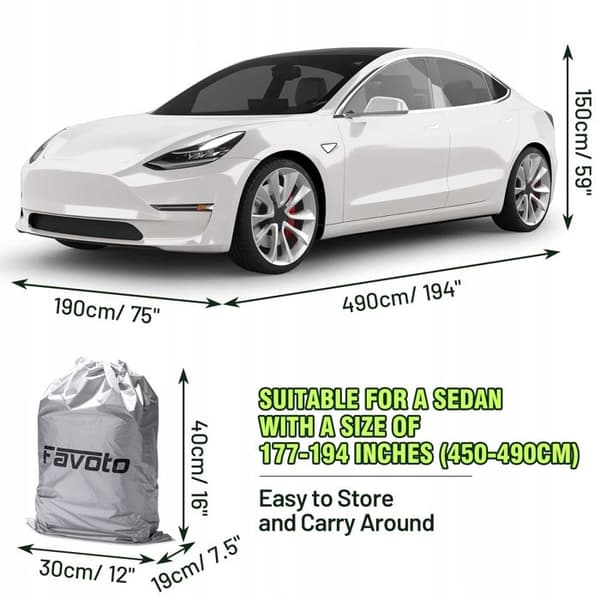 Housse de voiture Favoto Universell 450-495 cm - Hållbar skydd mot väder - Svart