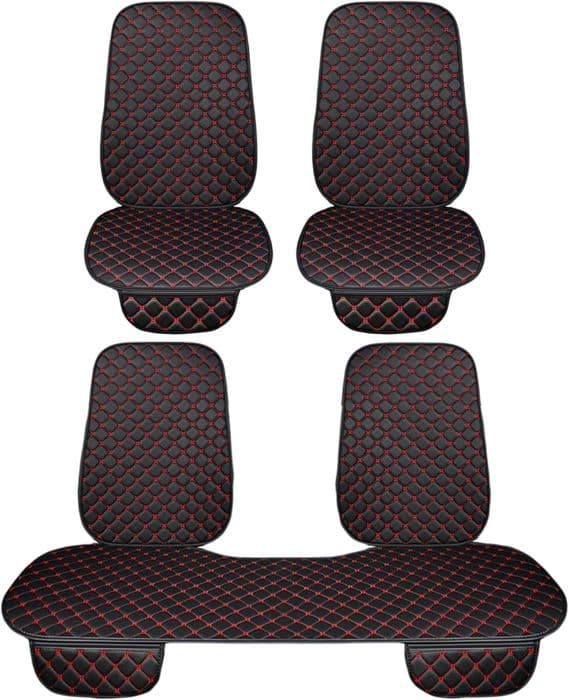 Lupex Shop - Universell bilstolsskydd, 3 delar, 2 fram och 1 bak, PVC tyg Svart/Röd (7pz) LS26