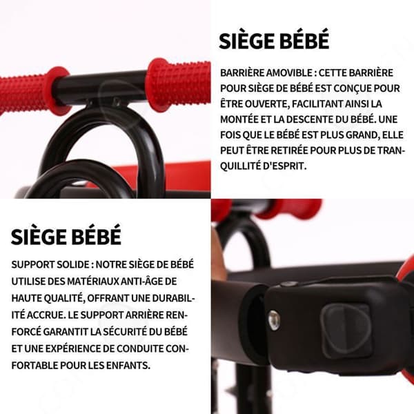 C Säkerhetsstol Barn Cykel Säkerhetsstol Belastning 50 kg Snabbkoppling Barnsäkerhet Framsäte för skyddsräcke Röd