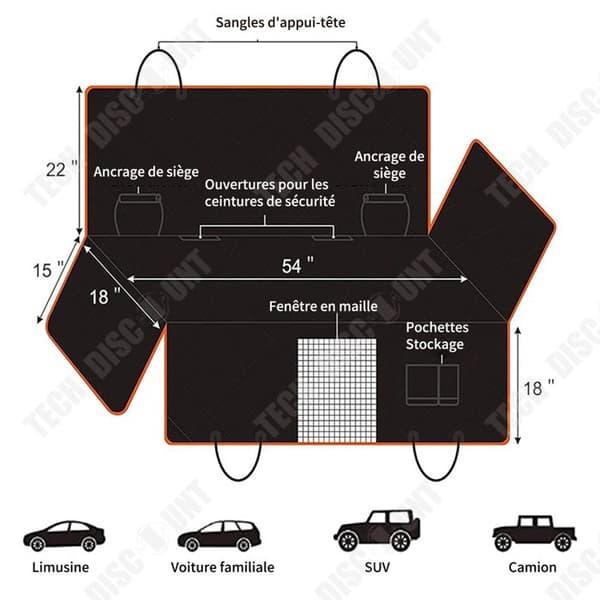 Pet Car Back Seat Cover Vattentätt Bil Back Seat Hängmatta överdrag för hundar