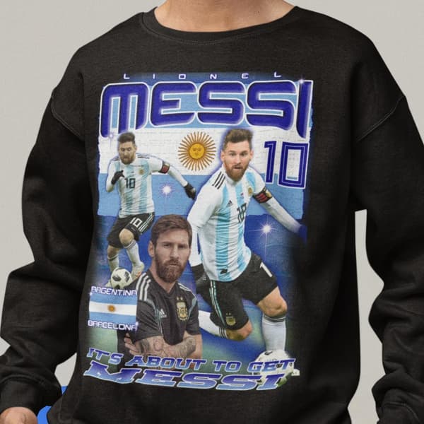 Messi Sweatshirt - Argentina spelare tröja svart 152cl