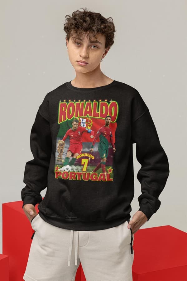 Ronaldo Sweatshirt - Portugal spelare tröja svart