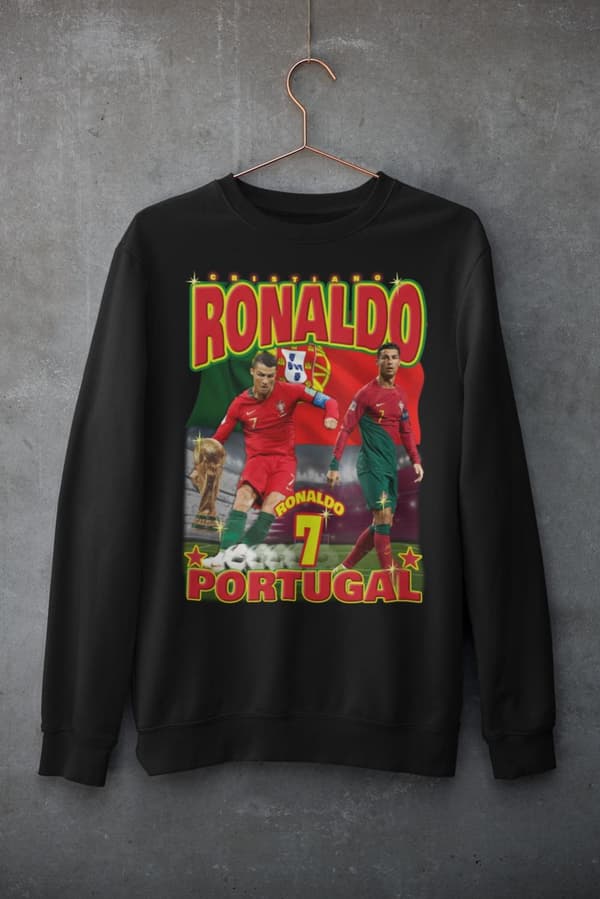 Ronaldo Sweatshirt - Portugal spelare tröja svart