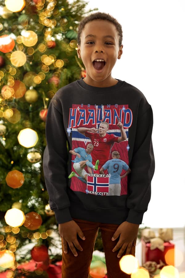 Haaland Sweatshirt - Manchester City spelare tröja svart VM