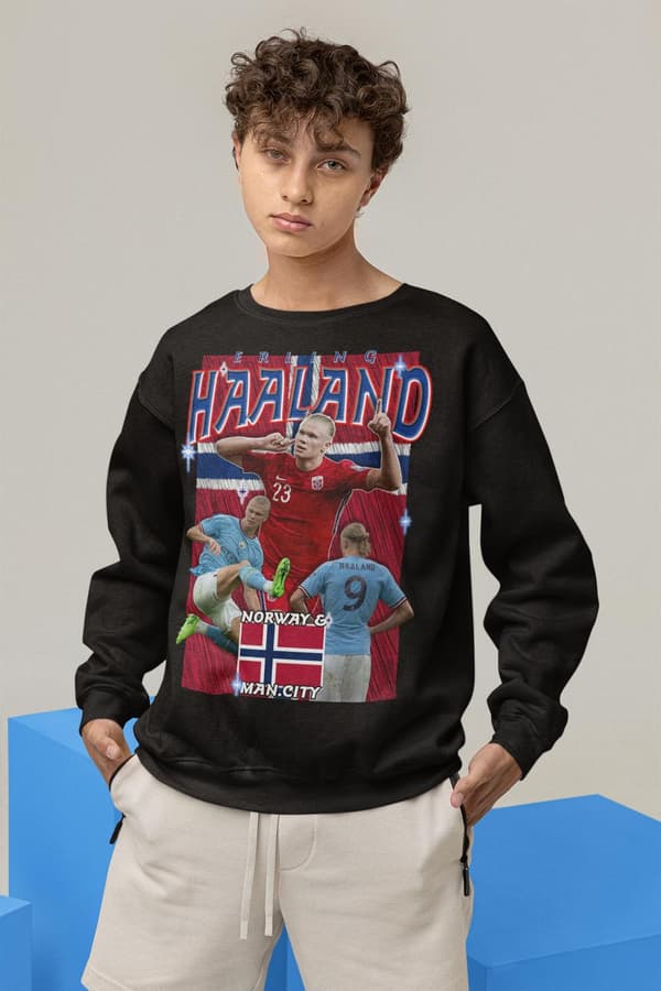 Haaland Sweatshirt - Manchester City spelare tröja svart VM