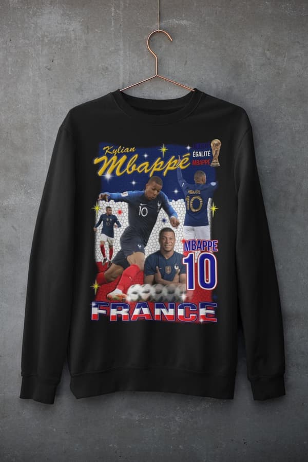 Mbappe Sweatshirt - Frankrike spelare tröja svart