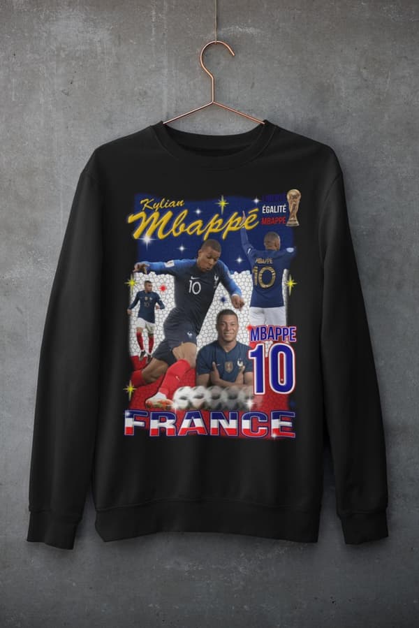 Mbappe Sweatshirt - Frankrike spelare tröja svart