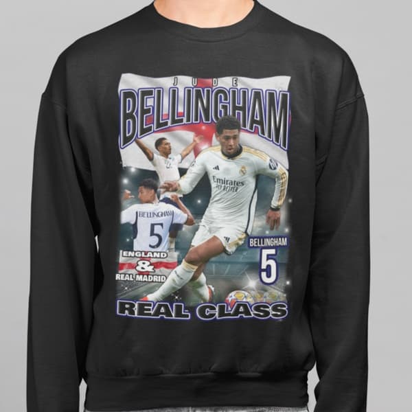 Bellingham Sweatshirt Real Madrid England spelaretröja svart