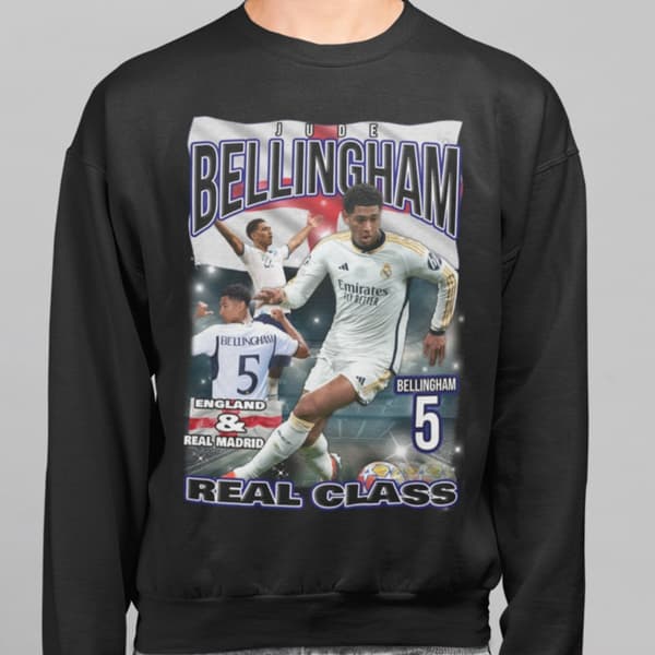 Bellingham Sweatshirt Real Madrid England spelaretröja svart