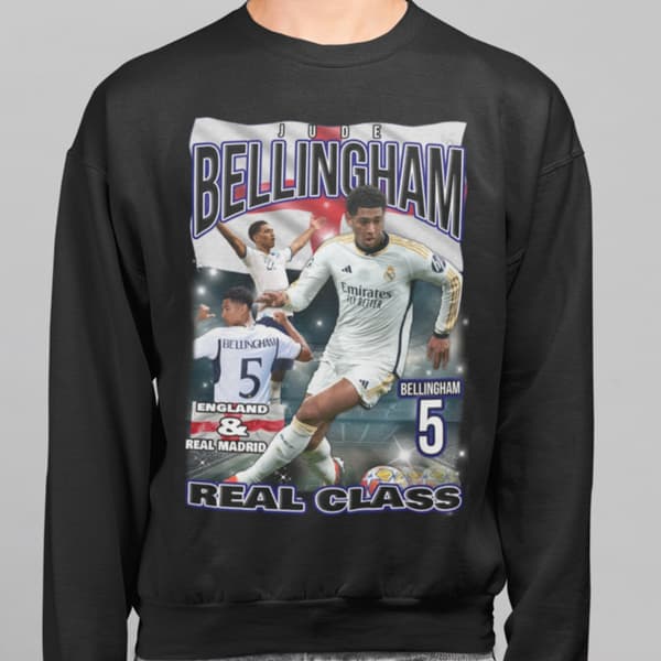 Bellingham Sweatshirt Real Madrid England spelaretröja svart