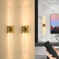 Miniatyrbillede 1 af 7: OBOSOE 2-Pak Elektrisk Tilsluttede Moderne Væglamper - Tågede Væglamper med Fjernbetjening til Soveværelse/Stue/Walk-in Closet (85-265V, Guld, 80 cm)