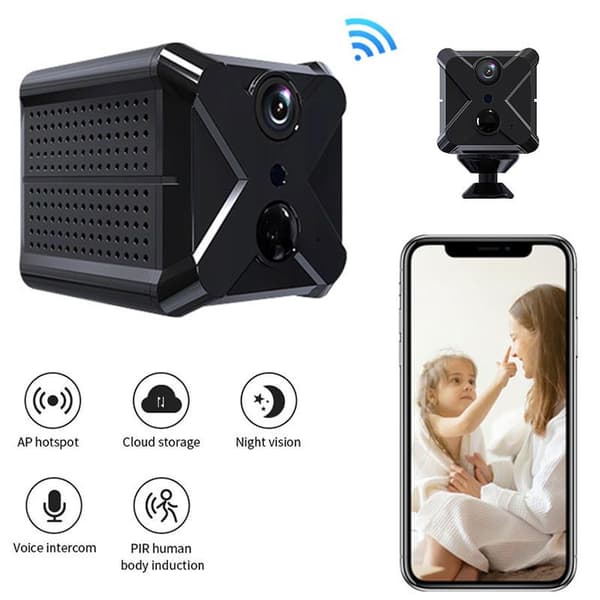 Mini Wifi Fjärrstyrd Rörelseaktiverad Kamera Spionkamera Övervakningskamera 1080P