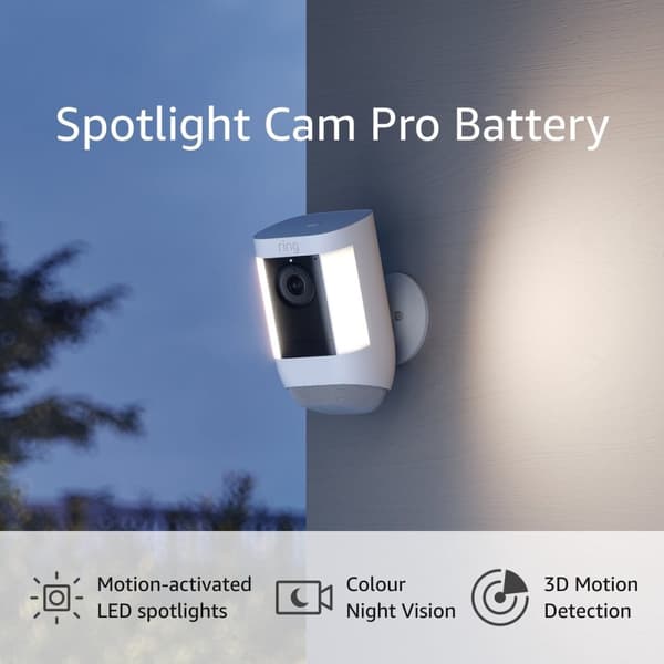 Ring Spotlight Cam Pro - Batteri - Hvid