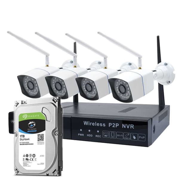 Pni Videovalvontasarja House Wifi550 4 Turvallisuus Kamerat + 1tb Kovaa Levy Ajaa Valkoinen
