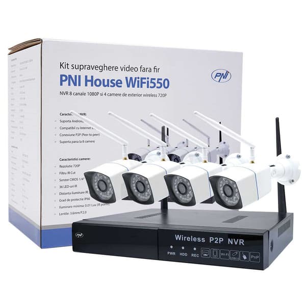 Pni Videovalvontasarja House Wifi550 4 Turvallisuus Kamerat + 1tb Kovaa Levy Ajaa Valkoinen