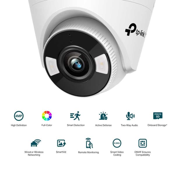 Tp-link Ip Wifi Kamera Full-color Turret 4 Mm 4mp Hopeinen