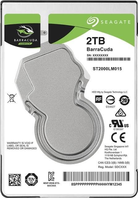 HDD barracuda (2tb, sata 3.0, 128 mb, 5400 rpm, 2,5", tjocklek 7 mm, st2000lm015), Seagate