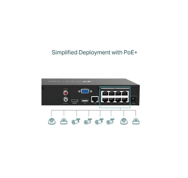 Net videonauhuri 8ch poe+/vigi nvr1008h-8mp, Tp-link
