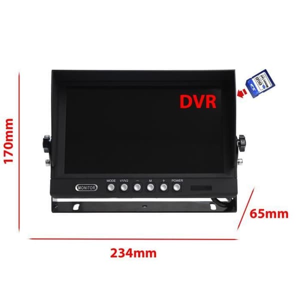 9" AHD 1080P bakre bildskärm för fordon har DVR för bildinspelning, 4 ingångar
