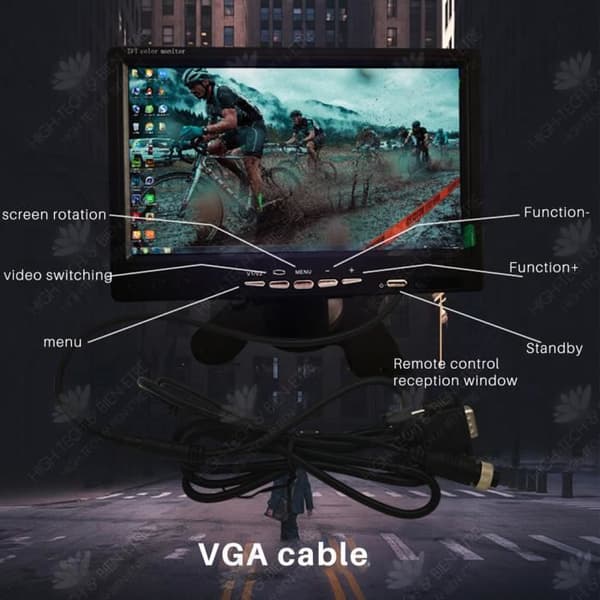 HTBE® 7-tums högupplöst bilmonitor Tvåvägs videobackande busslastbil LCD-monitor
