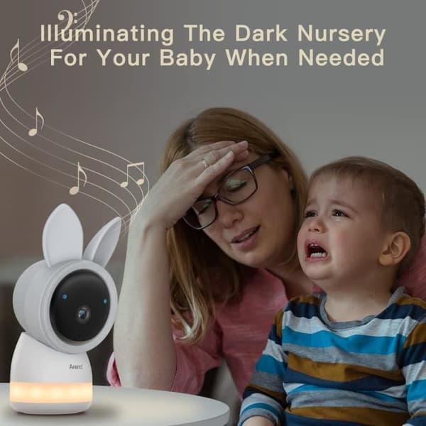 Arenti AInanny Cam - Multifunktionell baby monitor 3MP/2K - Ljuddetektering - Färgglatt LED-ljus - Temperatursensor