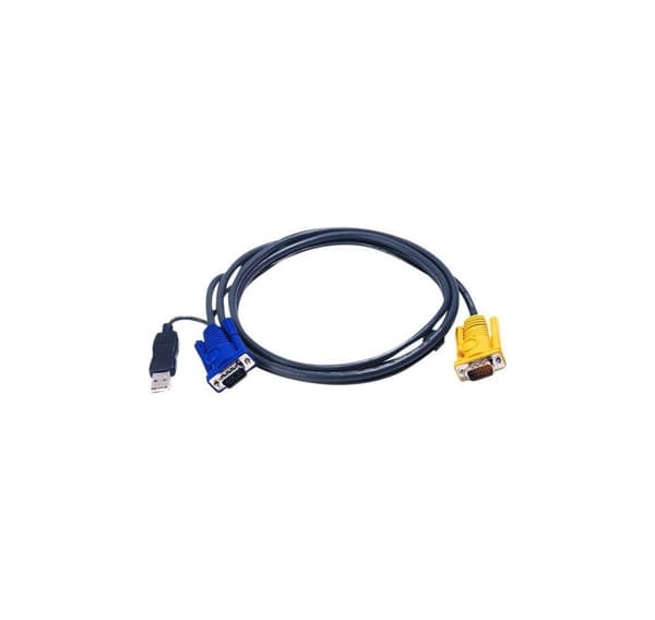 Aten, 1,8M USB KVM-kabel med 3 i 1 SPHD och inbyggd PS/2 till USB-omvandlare, 2L-5202UP