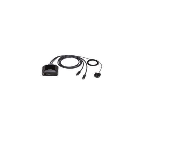 Aten, 2-ports USB-C 4K DisplayPort KVM-switch med fjernbetjent portvælger, US3312 Sort