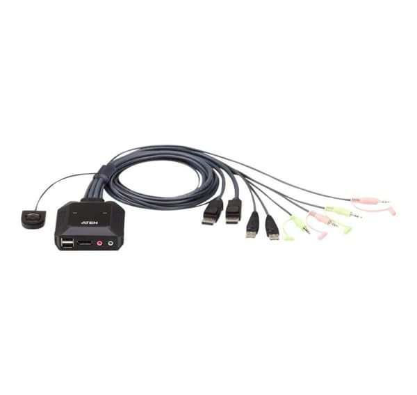 Aten, 2-porttinen KVM-kytkin, USB DisplayPort-kaapeli kauko-portinvalitsimella, CS22DP