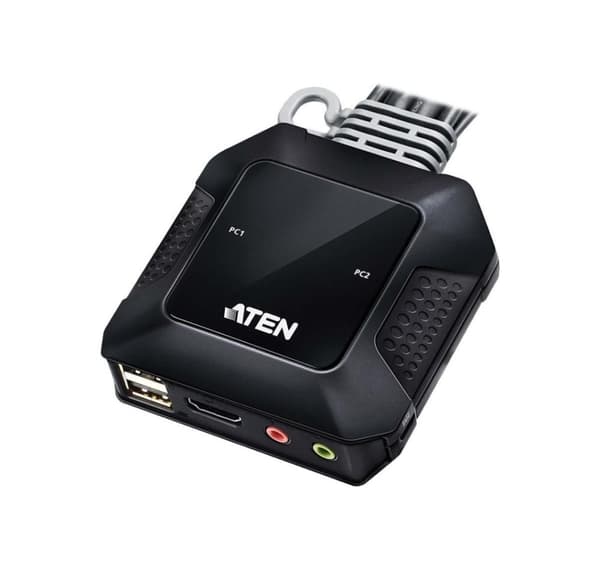 Aten, 2-ports USB 4K HDMI-kabel KVM-switch med fjärrportväljare, CS22H-AT