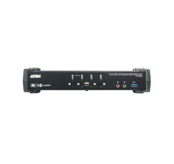 Aten, 4-ports USB3.0 4K DisplayPort KVMP-switch med indbygget MST-hub, CS1924M