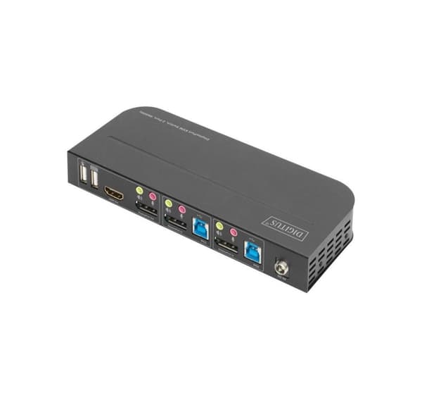 Digitus, KVM-kytkin, 2-portti, 4K60Hz, 2 x DP-tulo, 1 x DP/HDMI-lähtö, DS-12850