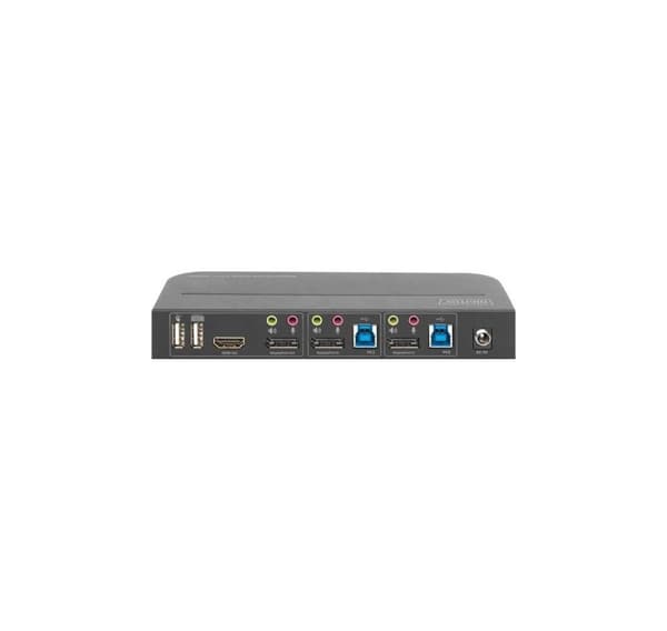 Digitus, KVM-kytkin, 2-portti, 4K60Hz, 2 x DP-tulo, 1 x DP/HDMI-lähtö, DS-12850