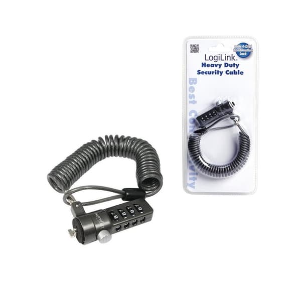 Logilink NBS004, Notebook Coil Cable Lock, musta