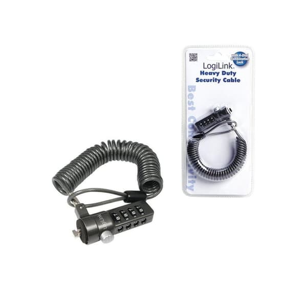 Logilink NBS004, Notebook Coil Cable Lock, musta