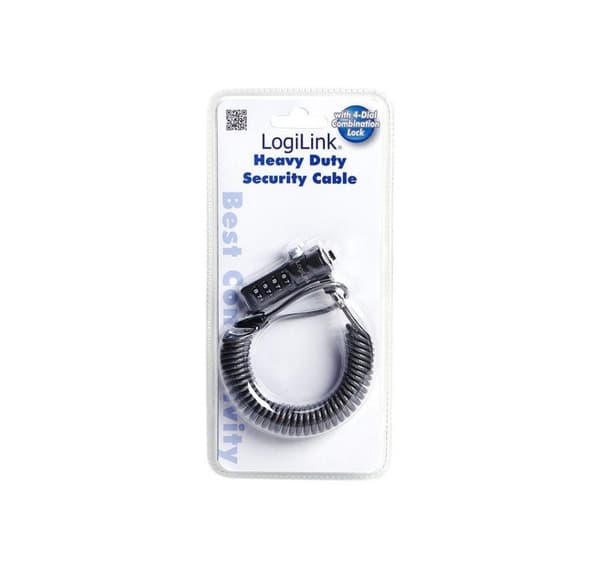 Logilink NBS004, Notebook Coil Cable Lock, musta