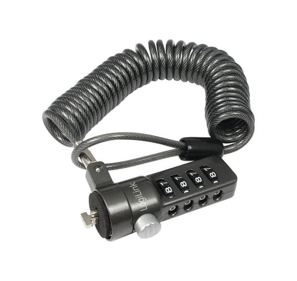 Logilink NBS004, Notebook Coil Cable Lock, musta