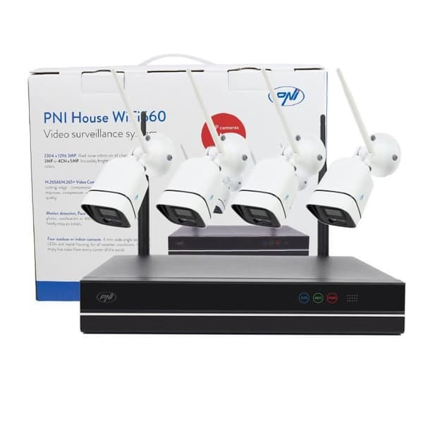 Övervakningskit - PNI - WiFi660 - 4 utomhuskameror - 8 kanaler - IP66 - 3MP