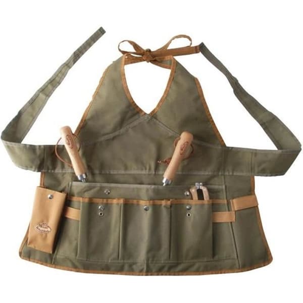 Trädgårdsredskapsförkläde för kvinnor - ESSCHERT DESIGN - Grön och beige - Bredd 68 cm - Höjd 64 cm