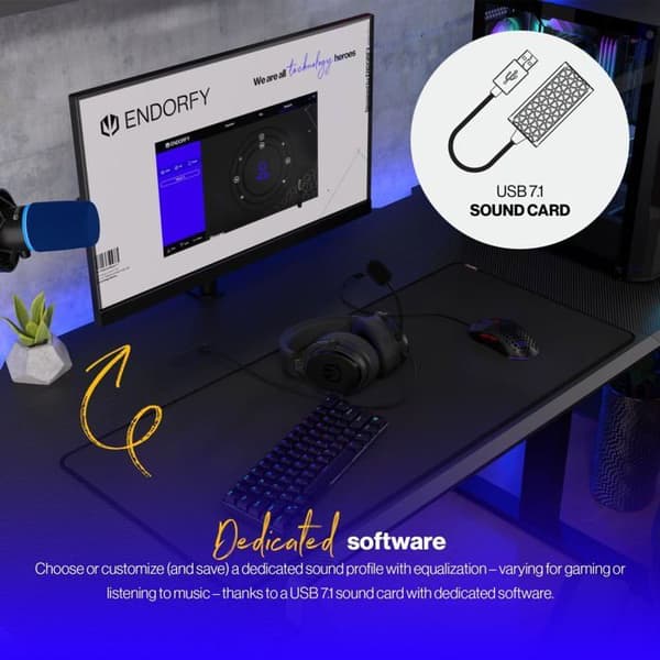 Endorfy Viro Plus Usb, Over Ear-hörlurar, extra tyg